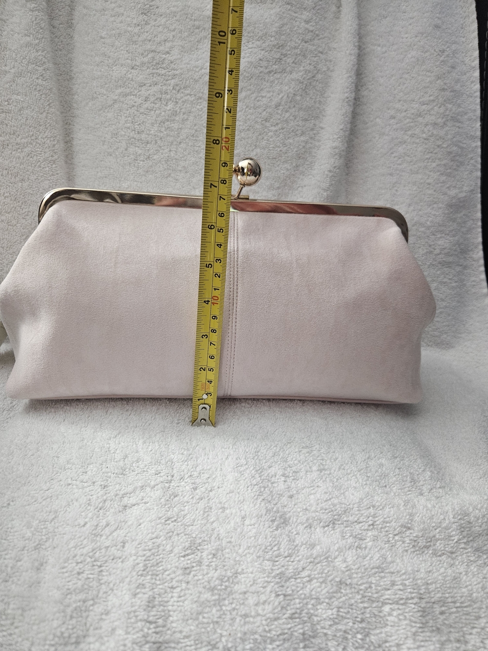 A New Day Suede Kiss Lock Clutch Bag Light Pink Blush Evening Purse NWT - Picture 10 of 11
